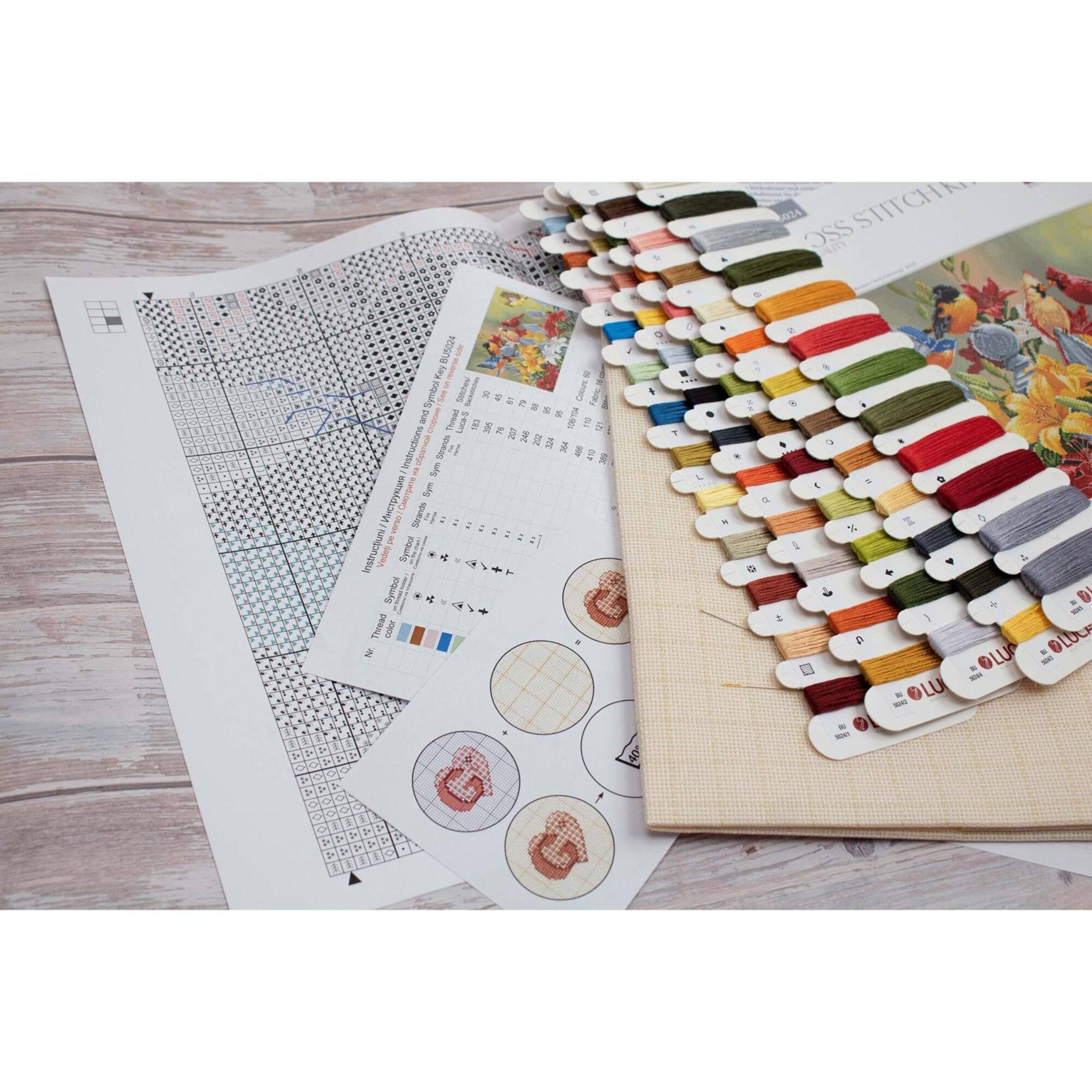 Luca-S Backyard Birds with Daylilies Counted Cross-Stitch Kit